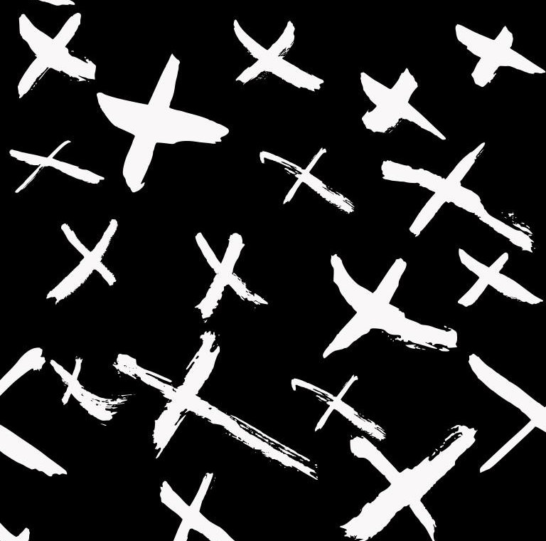 Rouleau de papier peint 27 x 25 po X Marks the Spot, Blanc / Noir