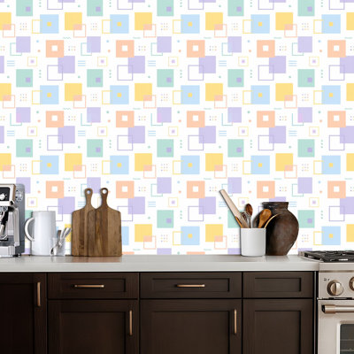 Peel and Stick Wallpaper Rainbow Checkerboard seamless Geometric abstract Checkered surface Contact Paper Removable Self Adhesive Wall Mural Wall Decor for Bedroom Kitchen Cabinets 17.7in x 118in