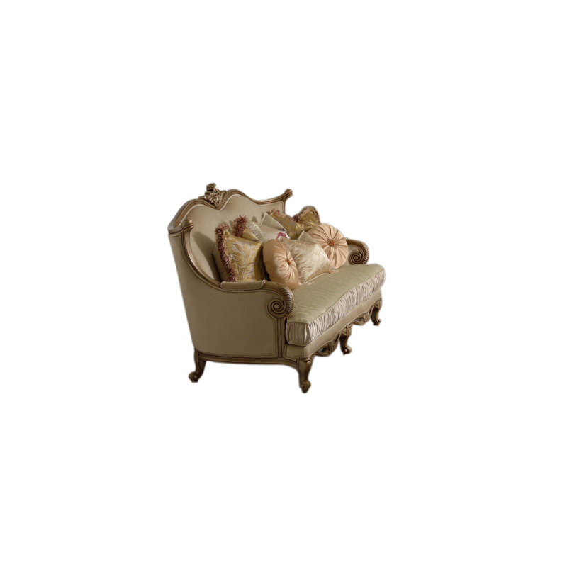 Oriol 88.58'' Upholstered Sofa, 46.5"H x 71"W x 39"D, Beige Velvet