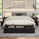 Natuna Vegan Leather Metal Platform Storage Bed