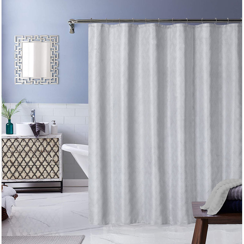 Rideau de douche blanc 70 po x 72 po Mahbir, Argent