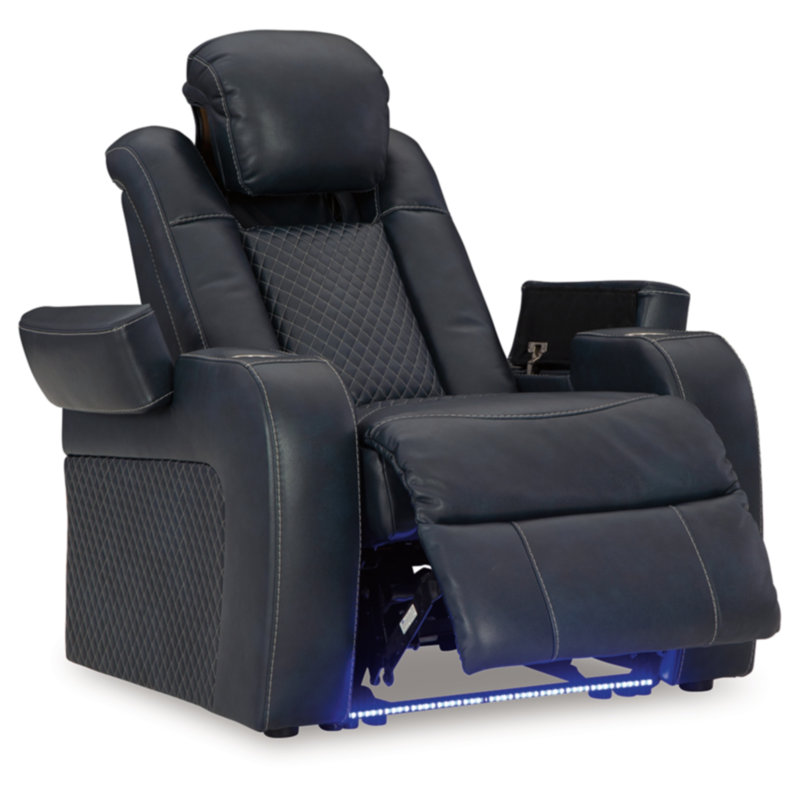 Bemnet Faux Leather Power Recliner, Black Faux Leather
