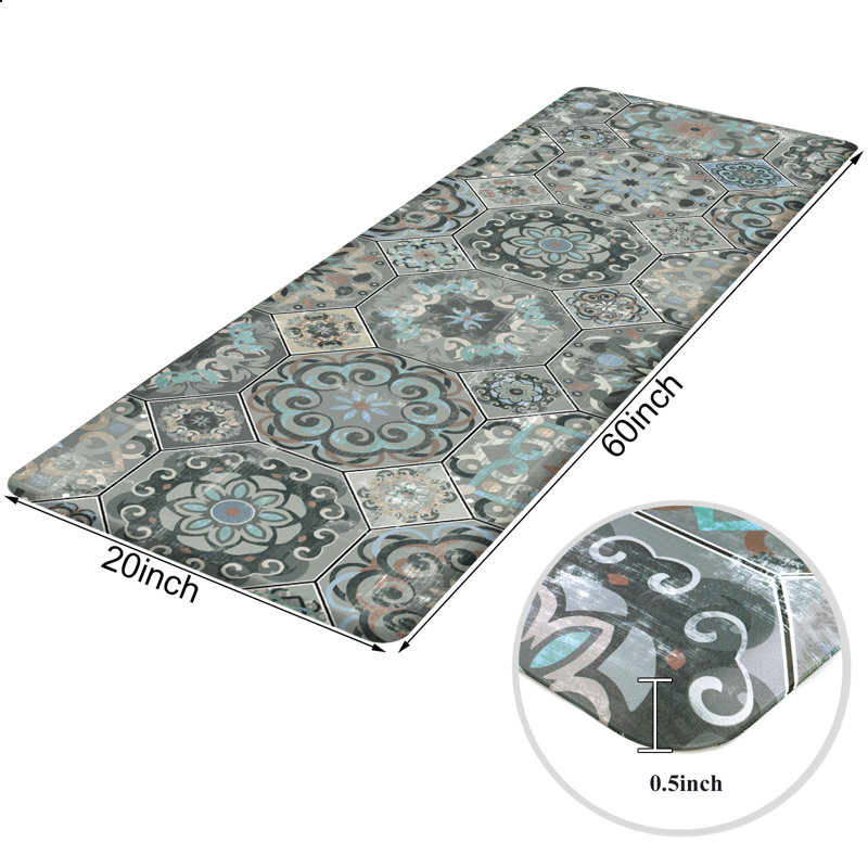 Tapis de cuisine antidérapant Dhanjay, Gris