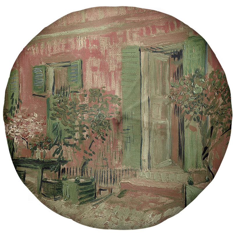 Entrée d’un restaurant dans un coussin de plancher rond asnieres Vincent Van Gogh, 27,5 po x 55,5 po, Rose
