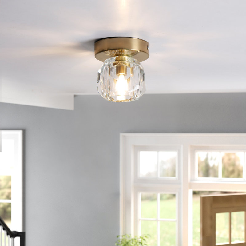 Crystal Flush Mount, Brass