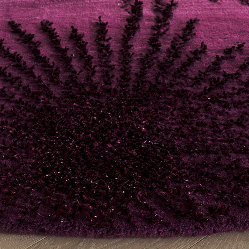 Amier Hand Tufted Wool And Viscose Floral Rug, Round 6'