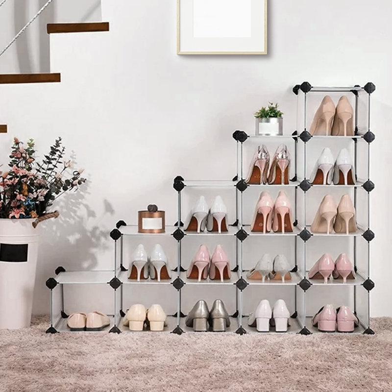 Range-chaussures, rangement modulaire de 16 cubes, unités de rangement de chaussures en plastique peu encombrantes, armoire de rangement, idéal pour le vestibule, le vestibule et le vestibule