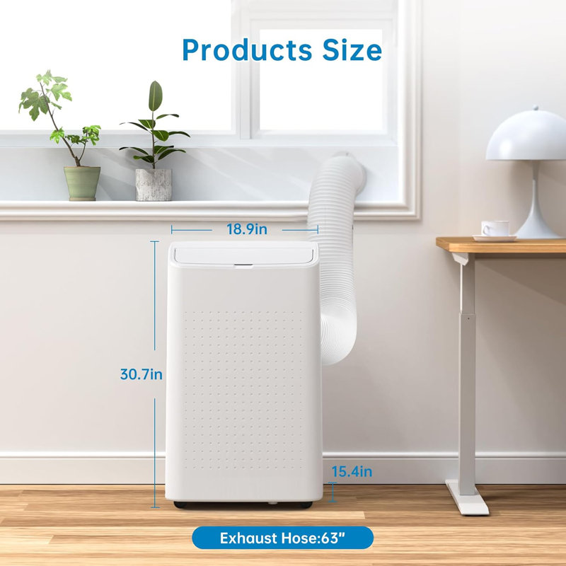 Climatiseur portatif 15 000 BTU, avec déshumidificateur, refroidissement rapide jusqu'à 850 pieds carrés