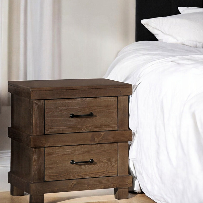 Table de chevet en bois pour chambre à coucher avec tiroirs coulissants en chêne antique 2 magnifiques