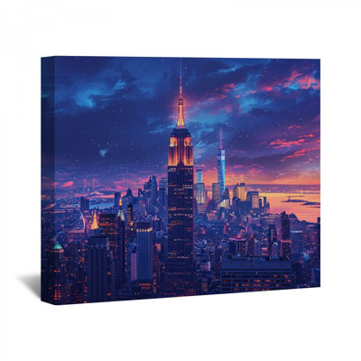 Vue de nuit encadrée sur toile