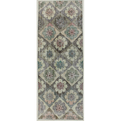 Tapis de couloir gris en laine noué à la main de conception unique 3 pi 4 po x 8 pi 11 po Luellar