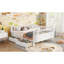 Lit plateforme double pour enfants, lit double profil bas avec rails pour filles et garçons, blanc-66276885-66276886
