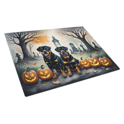 Rottweiler Spooky Halloween Glass Cutting Board Large