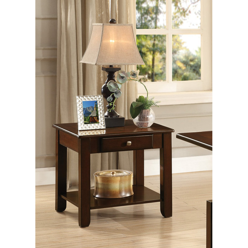 Table de bout contemporaine avec tiroir et tablette 1 pièce