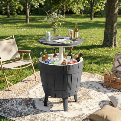 Resin Patio Ice Bucket With Extendable Tabletop