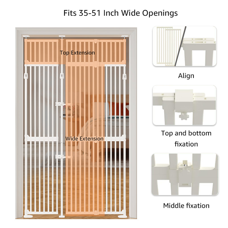 75" - 98'' High Extra Tall Cat Gate, 98" (86") H x 51" W x 1.12" D