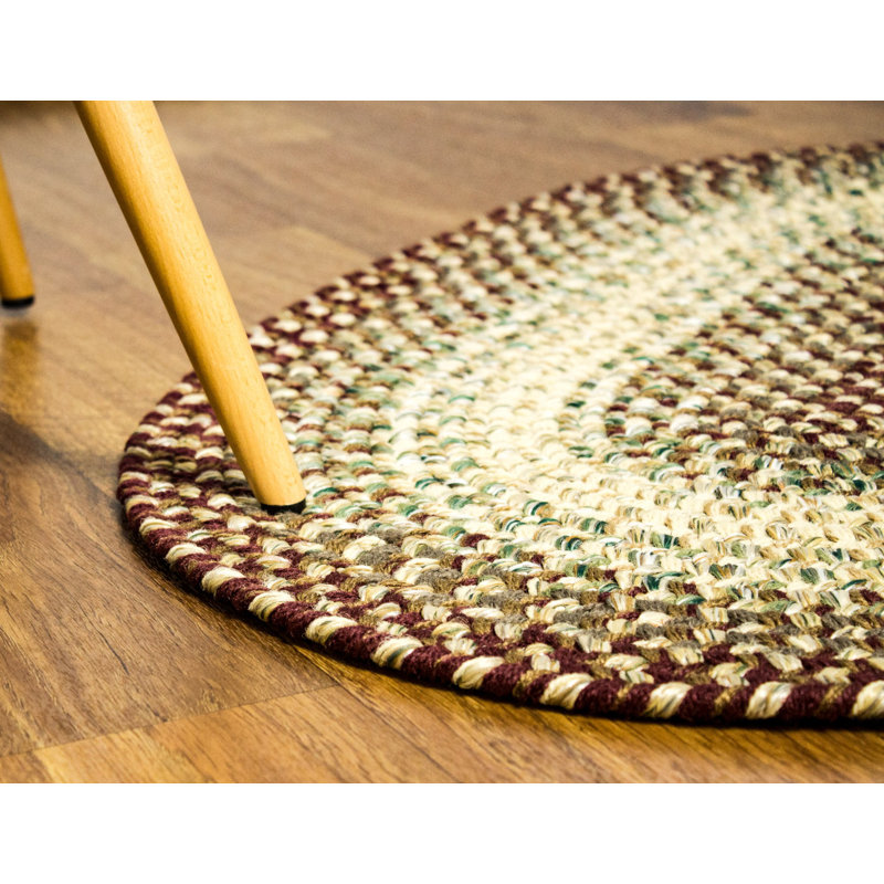 Tapis tressé bourgogne/beige Johannah, Ovale 2 pi x 8 pi