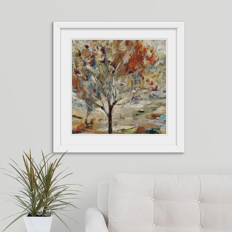 « Red Bird Tree », reproduction d'art Aniha, Tolya, Cadre blanc, H 27 po x l 27 po x P 1 po