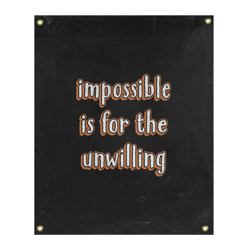 Tapisserie tableau noir quote not impossible quot, H 36 po x l 26 po, Orange