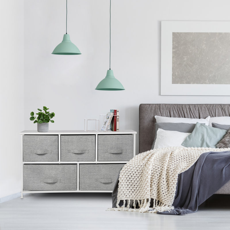 Commode de rangement 5 tiroirs en tissu Keifer