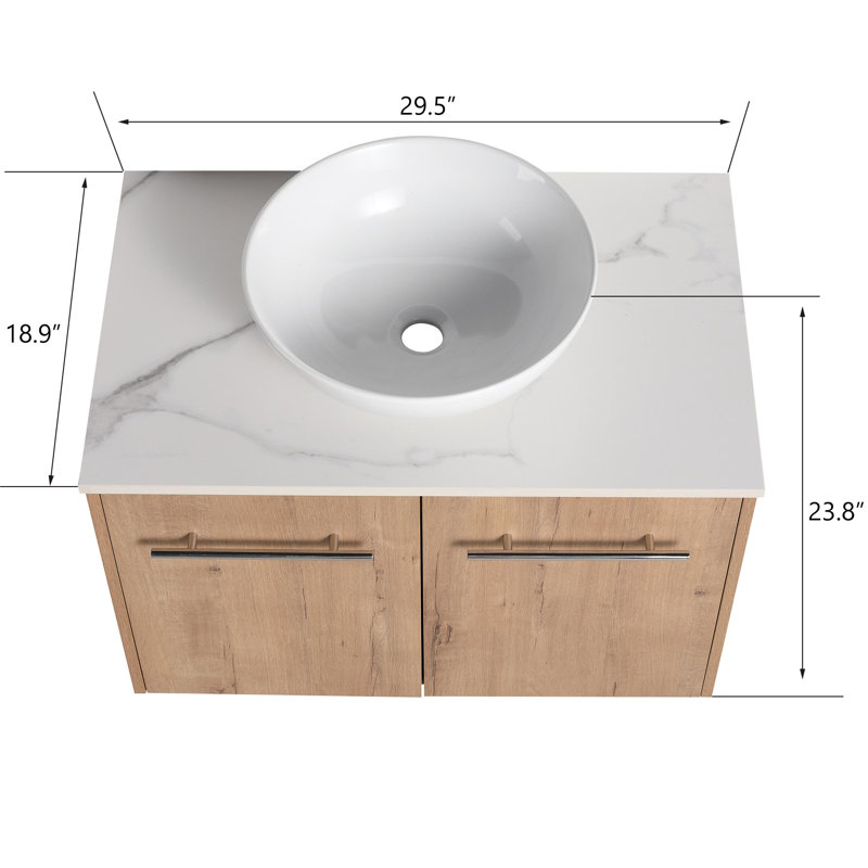 Kyron 29.54'' Single Bathroom Vanity with Ceramic Top