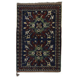 Kazak Wool Oriental Area Rug in Blue/Red