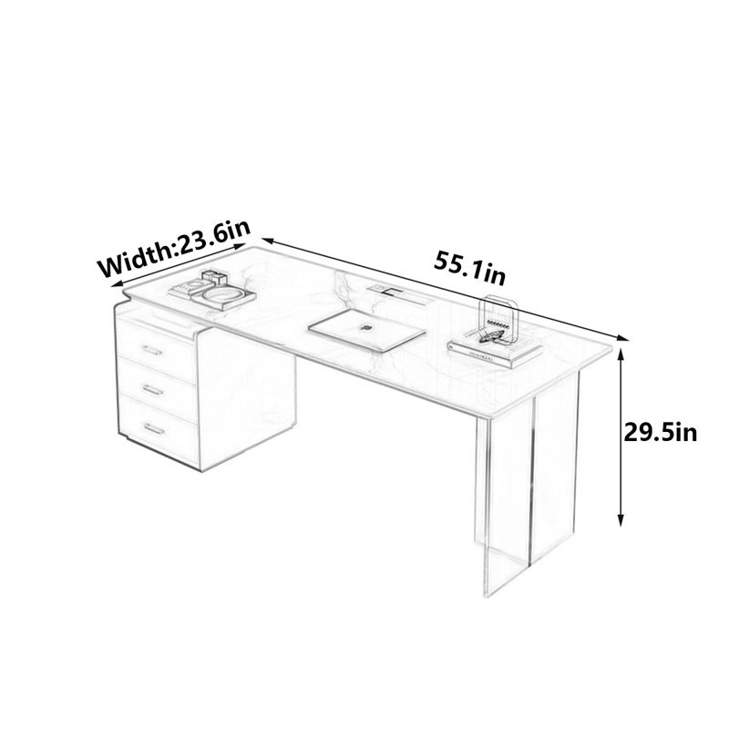 Bureau en ardoise crème de luxe, H 29,5 po x l 55,1 po x P 23,6 po