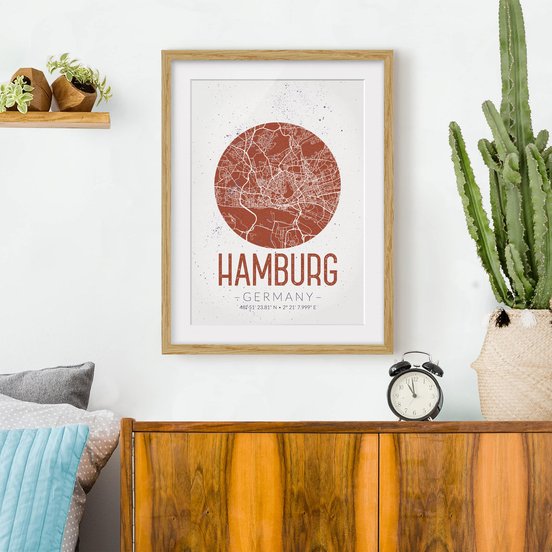 Gerahmtes Poster Retro Hamburg Street Map