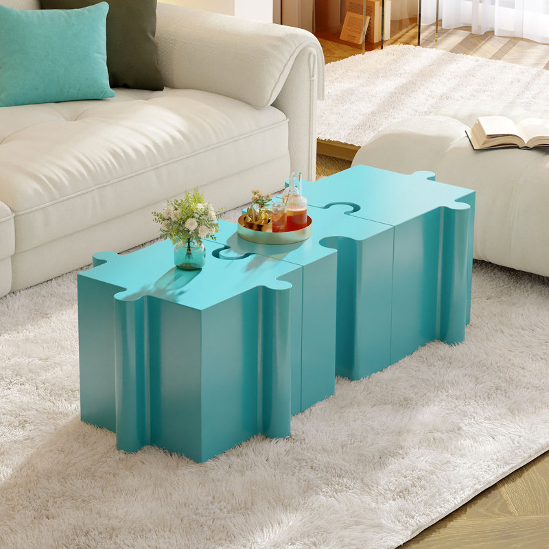 Table de bout, petite table d'appoint, table d'appoint pour l'intérieur et l'extérieur, Bleu clair