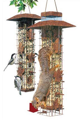 Brown Metal Hanging Squirrel Resistant Tube Bird Feeder