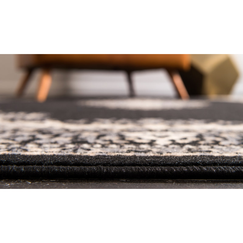 Balthrop Oriental Indoor Rug, Rectangle 6'1" x 9', Black