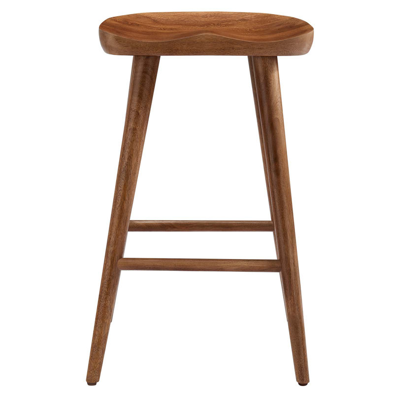 Saville Backless Wood Bar Stools - Set Of 2 In Walnut, Walnut, Counter Stool (27" Seat Height)