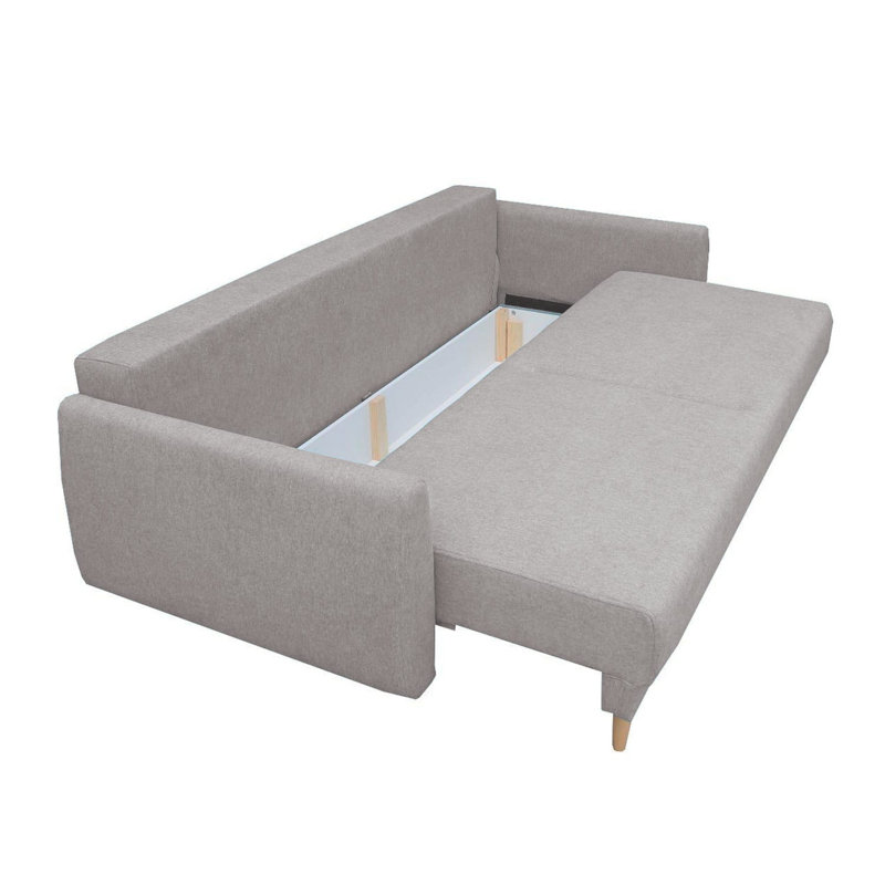Nord Sofa Bed Sleeper With Storage And 2 Throw Pillows, Light Gray Polyester