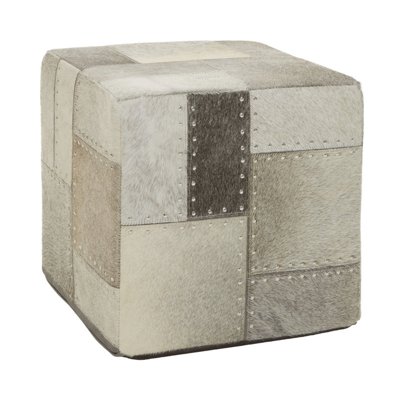 Mccoppin 40cm Wide Genuine Leather Abstract Pouf Ottoman