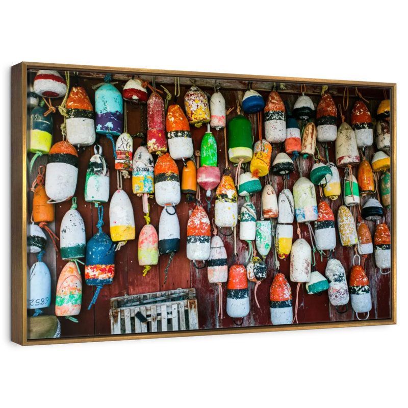 Bouées de homard suspendues, 19 po x 13 po, Cadre flottant doré