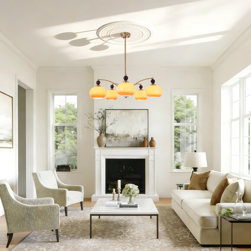 5-head European-american Retro Pendant Light (height Adjustable)