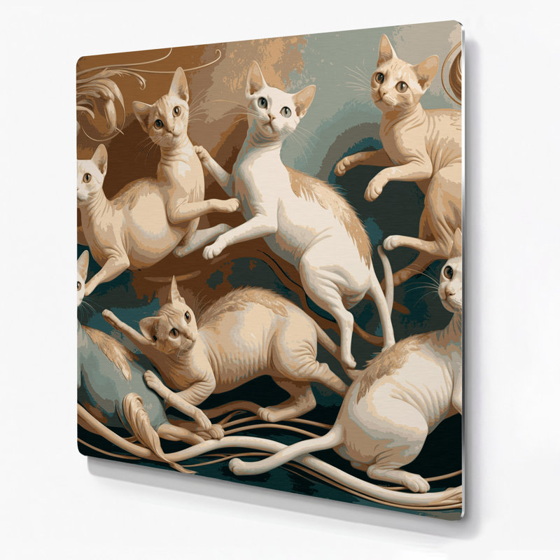 Art mural en métal chats brun Minskin, H 32 po x l 32 po