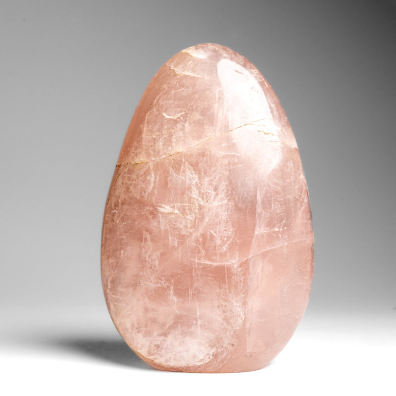 Polished Rose Quartz Freeform from Madagascar (1.9 Lbs), 3.5" x 2" x 5", Link Pink/White