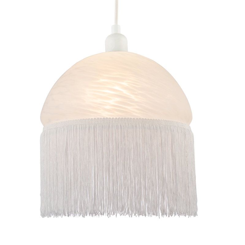 14 cm H Drum Glass Pendant Shade ( No Direct Attachment Method ) in White