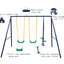 Balançoire en métal avec glissière pour jeunes, structure en A robuste, installation rapide et facile, sièges en forme de U confortables et sécuritaires, conception à l'épreuve des intempéries, banc de type 4 balançoires, bleu, hauteur de 69,13 po