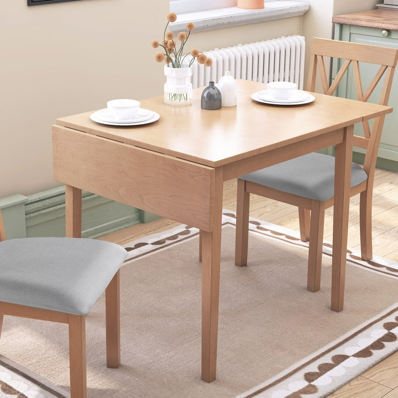 Table de salle à manger extensible de 29 à 45 po pour 4 personnes, table de cuisine pliante avec pieds en bois d'hévéa
