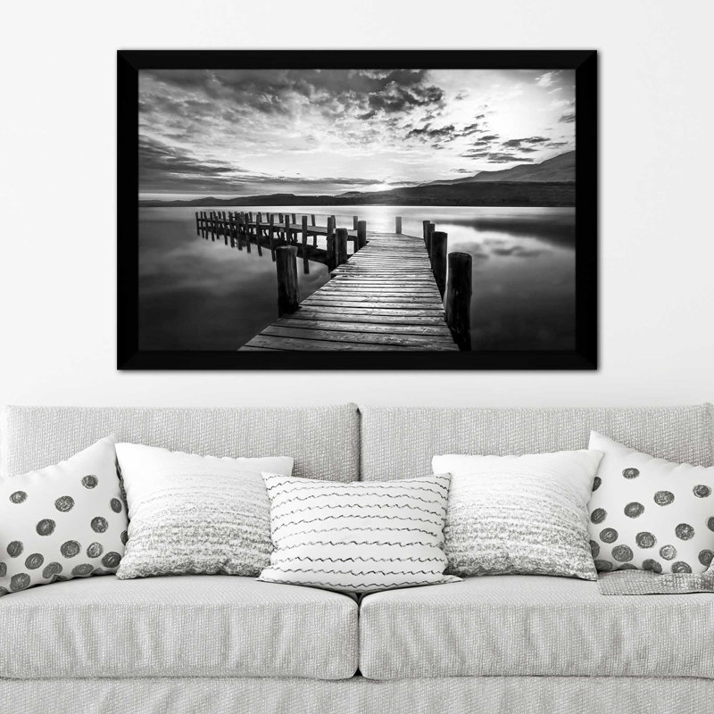 Evening Dock par - Photographie, Cadre noir, H 33,5 po x l 49,5 po x P 1 po
