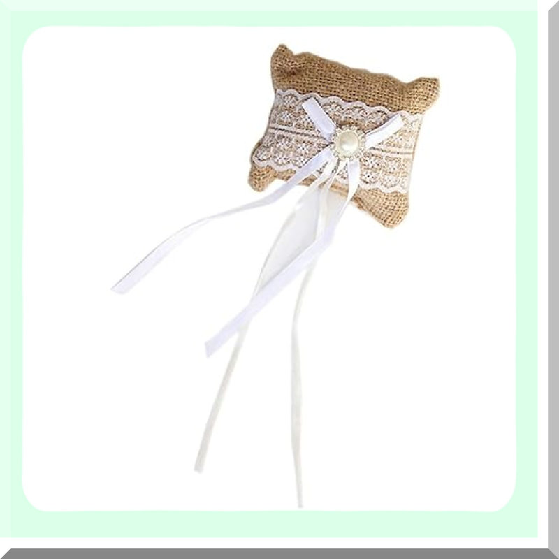 Rustic Wedding Ring Pillow with Lace and Ribbons
