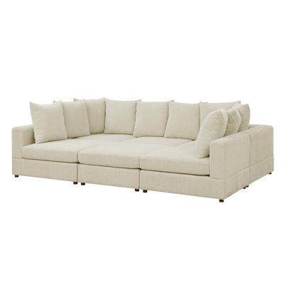 6 - Piece Corduroy Sectional With Cozy Upholstery, Modern Design, Engineered Wood Base, 36 In Height Modular Of Pieces, Feel, Low Profile Legs, 116.5 Product Width, 352 Lb Weight
