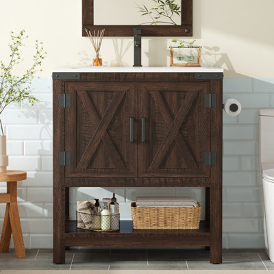 Meuble-lavabo simple avec rangement Chimira Farmhouse