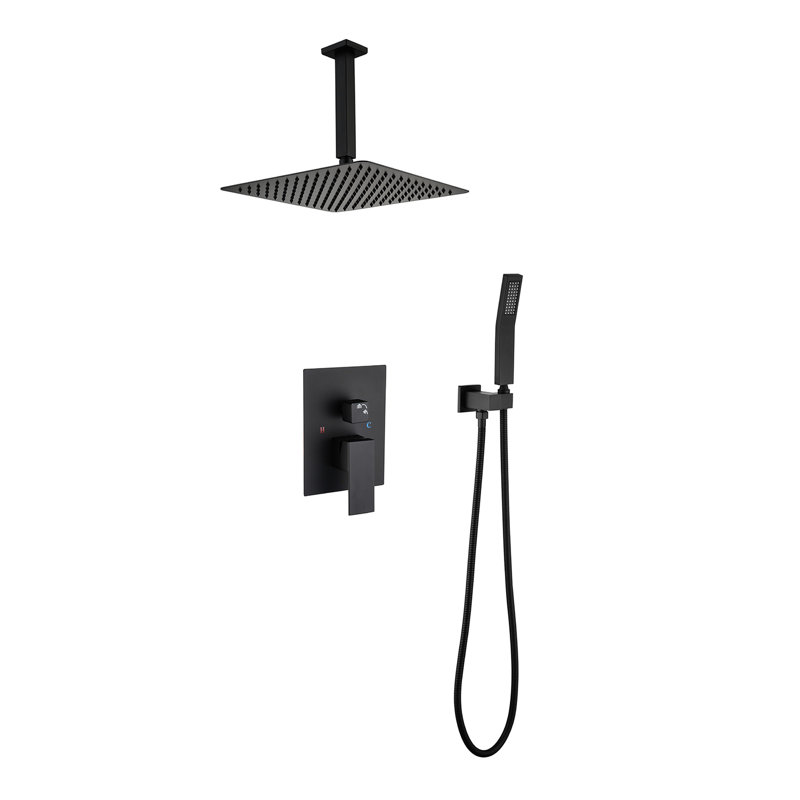 Ceiling Mounted Shower Gold - 12" Head And Handheld Natural Rainfall Self-Cleaning Nozzle Brass For Bathroom Complies With American Standard & Facsimile Use Conforms To Pipe Specifications
