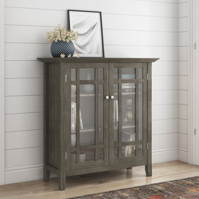 Bedford 39"W Solid Wood Transitional Medium Display Cabinet with Glass Doors and Adjustable Shelves