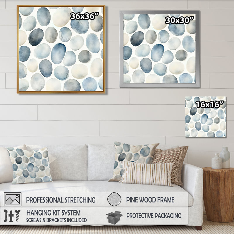 Nosarena Minimalist Meditation Stone Collage II - art mural méditation, H 36 po x l 36 po, Impression encadrée flottante