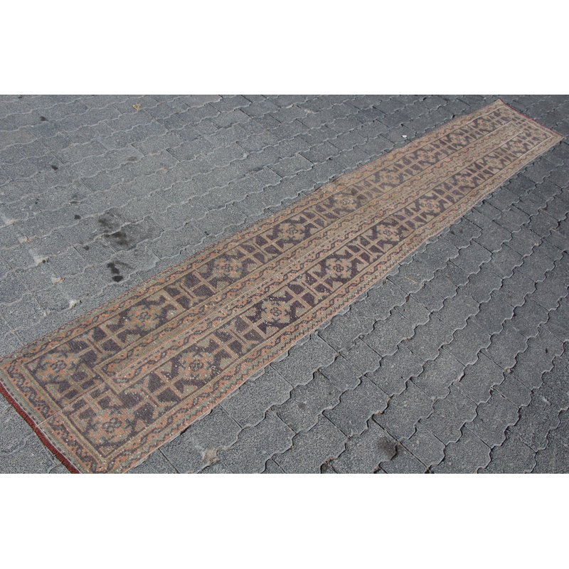 Tapis de couloir patchwork rétro de style tribal Anatolian Oushak