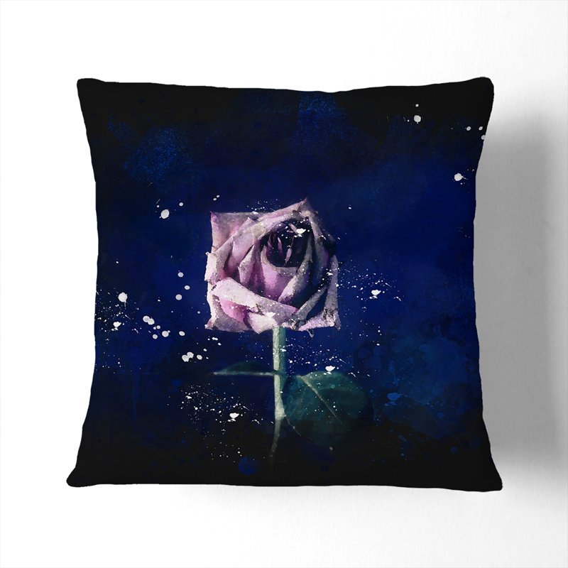 Floral Square Throw Cushion, Black, 40cm H x 40cm W x 15cm D